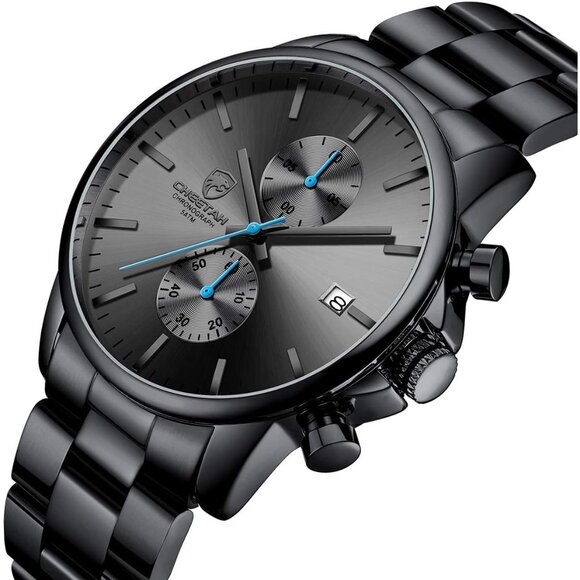 ⚡Men's Watches with Black Stainless Steel and Metal Casual Waterproof Quartz - Picture 2 of 8